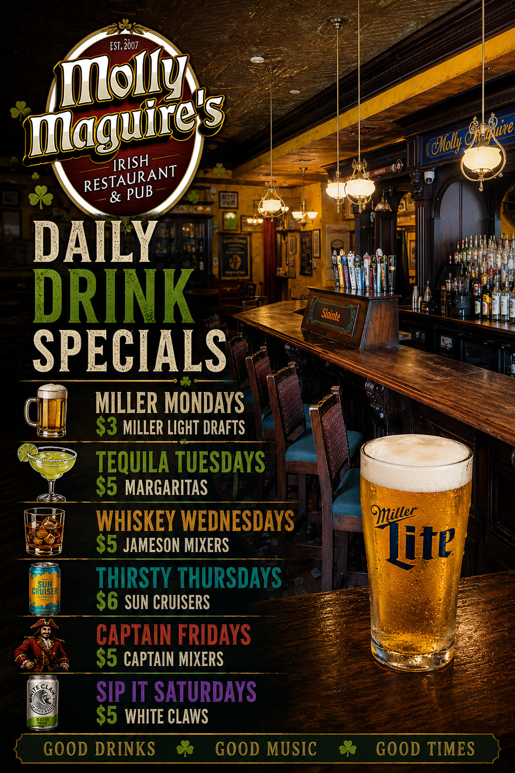 Molly Maguires Daily Drink Specials new