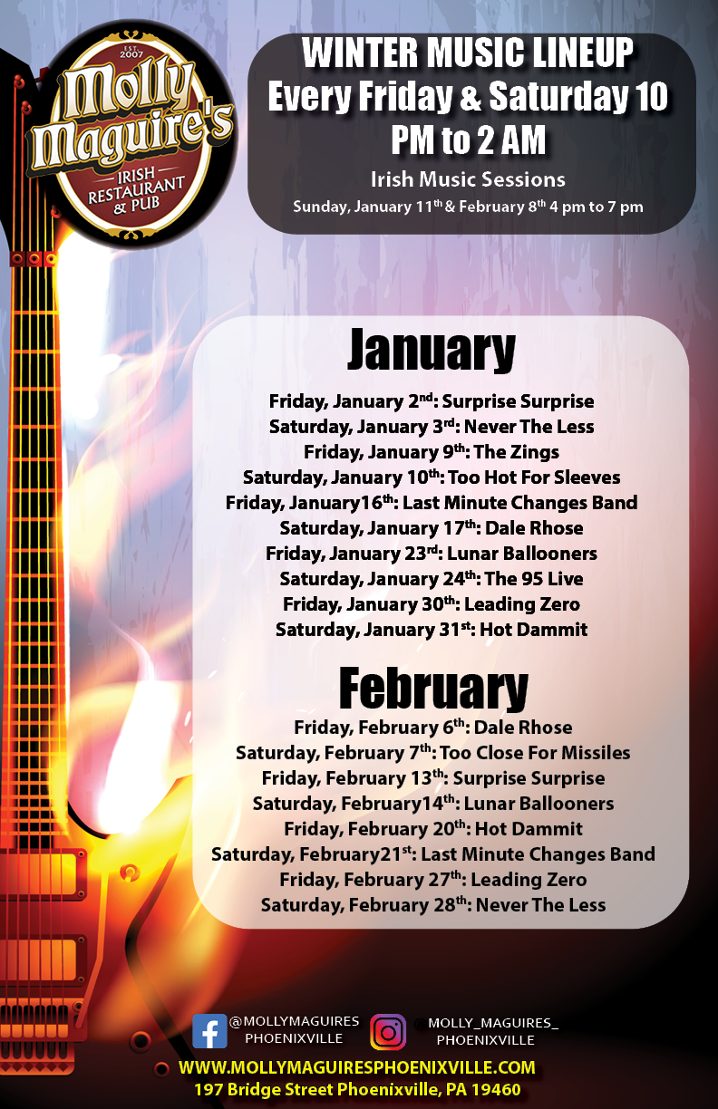 Molly Maguires Live Bands January and February 2026