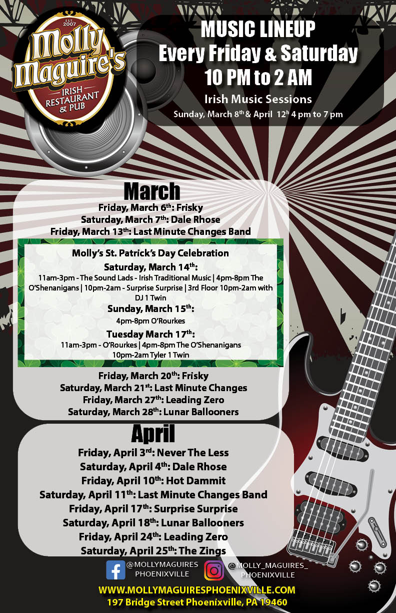 Molly Maguires Live Bands March and April 2026