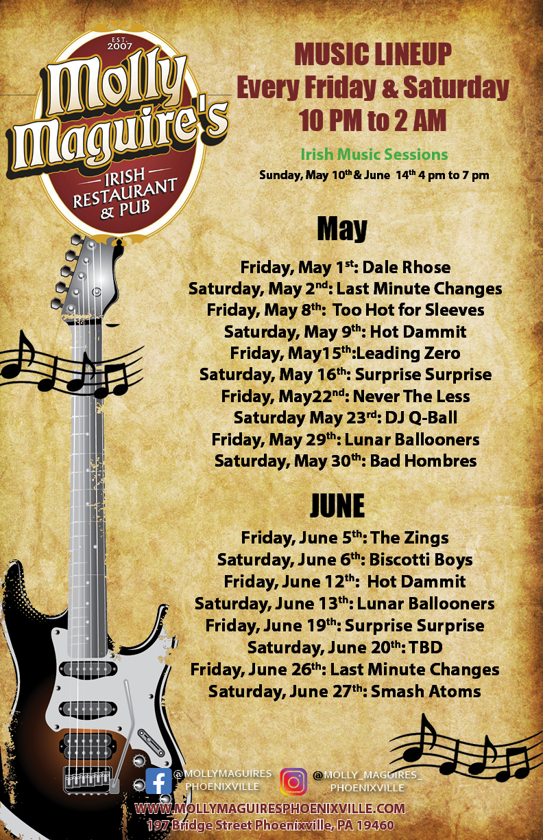 Molly Maguires Live Bands May June 2026 new
