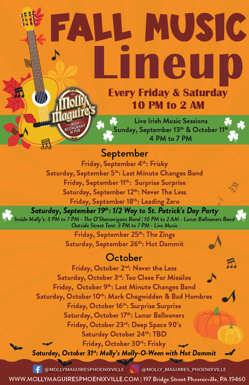 Molly Maguires Live Bands September October 2026