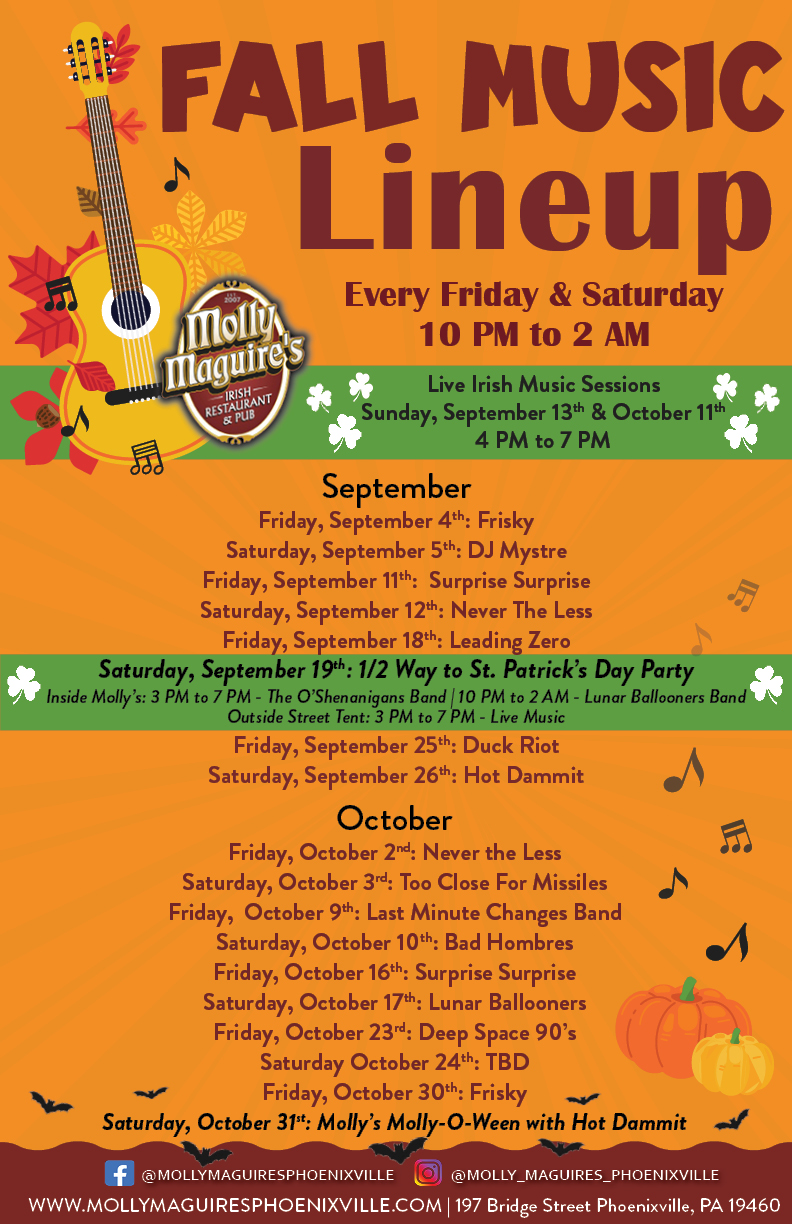 Molly Maguires Live Bands September October 2026
