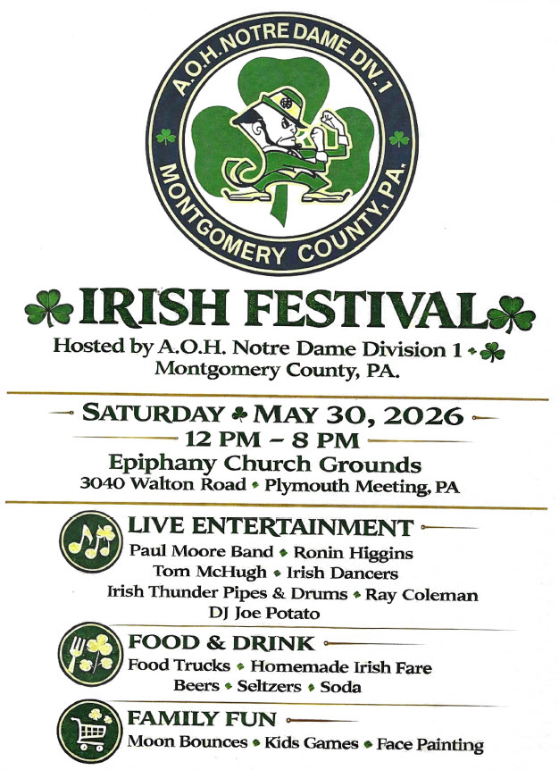 irish festival fundraiser AOH note Dame